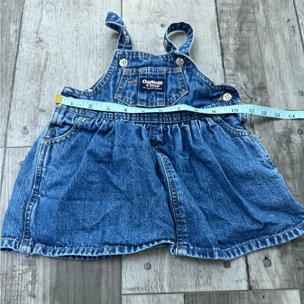Osh Kosh BGosh Denim Pink Tag Skirt Overalls Dress Kids Toddler Vtg Vintage 6-9